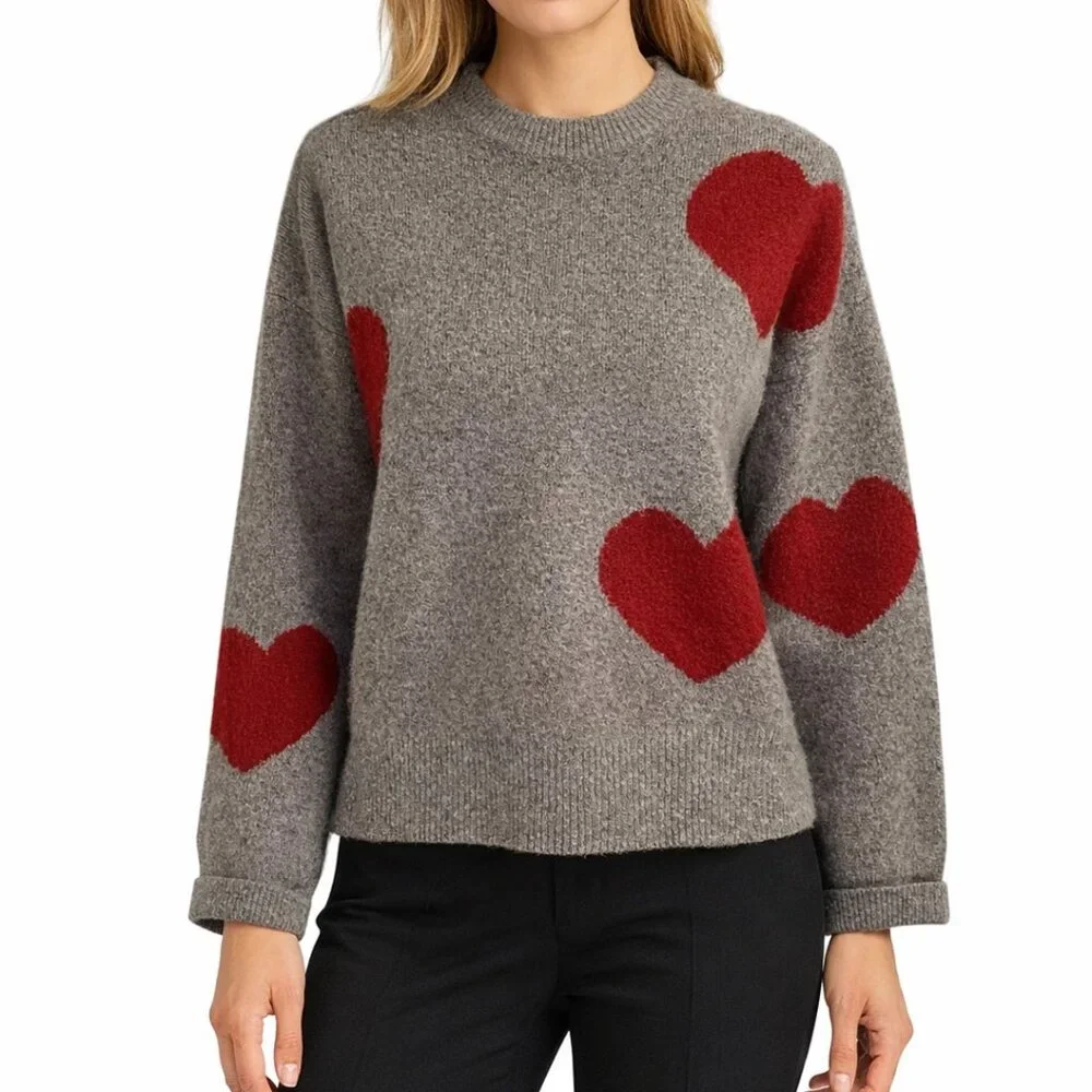 Natural Life Heart Knit Crewneck Sweater - Picture 1 of 9